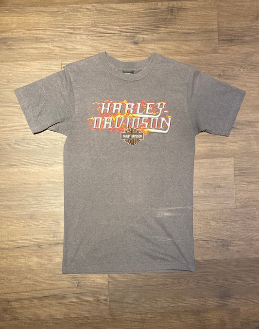 Harley Davidson Saint John, New Brunswick Graphic Tee | Size Medium | Vintage 2000s Motorcycle Biker Grey T-Shirt | Free Shipping to USA |