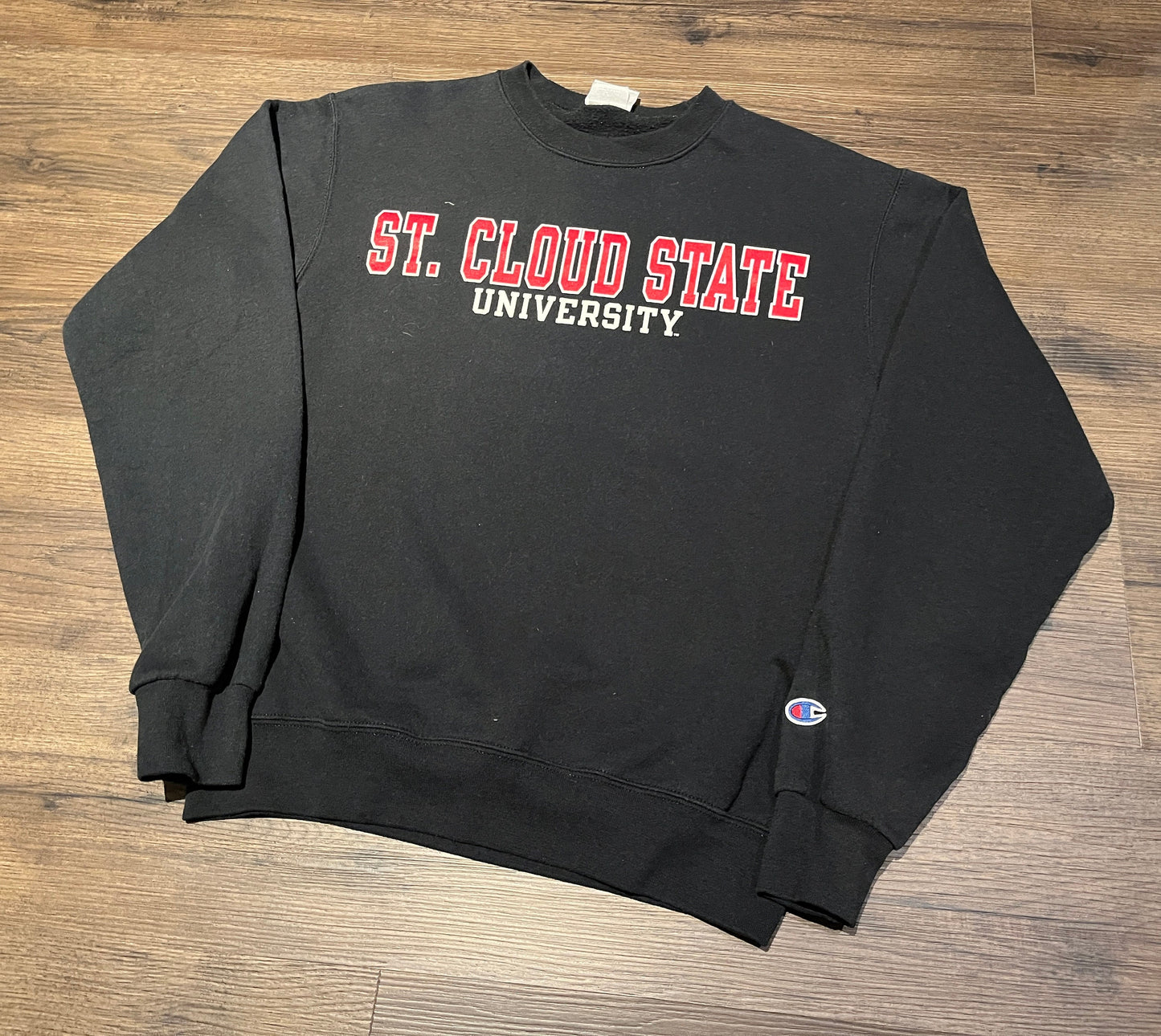 St. Cloud State University Graphic Crewneck | Size Small | Vintage 2000s College Black Sweater | St. Cloud, Minnesota |Free Shipping to USA|