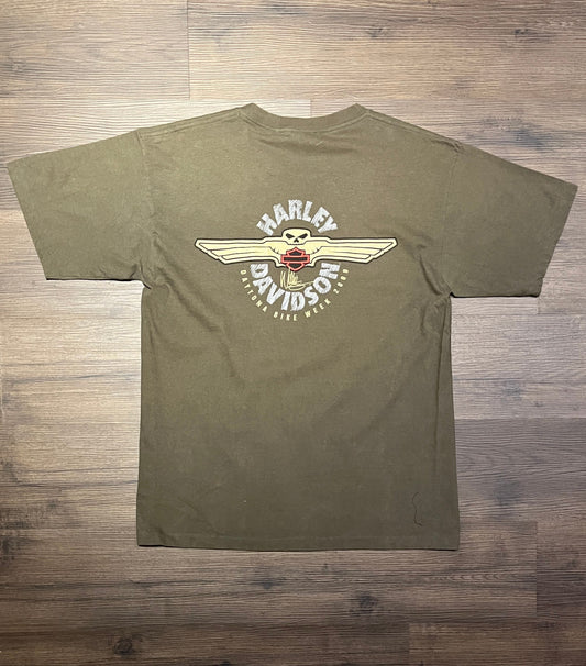 Harley Davidson Daytona Bike Week Graphic Tee | Size Large | Vintage 2000s Retro Biker Motorcycle Brown T-Shirt | Free Shipping to USA |