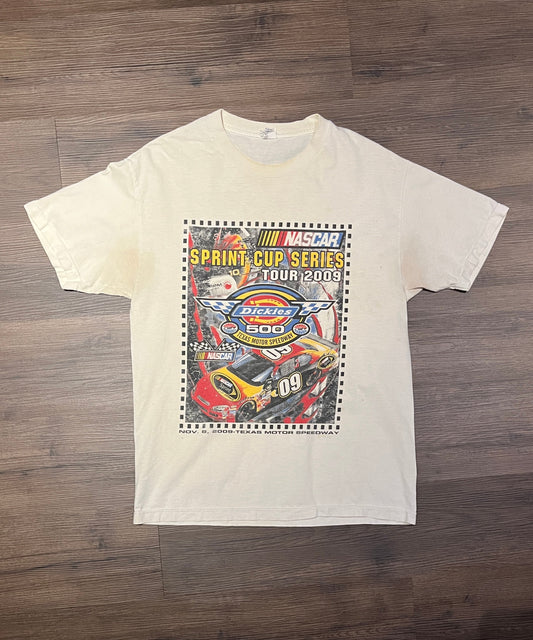 NASCAR Sprint Cup Series Tour 2009 Graphic Tee | Size Large | Vintage 2000s Racing White T-Shirt |Texas Motor Speedway|Free Shipping to USA|