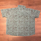 Blue Abstract Print Button Down Tee | Size X-Large | Vintage 1990s Casual Button Down Work Shirt | Free Shipping to USA |