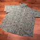 Blue Abstract Print Button Down Tee | Size X-Large | Vintage 1990s Casual Button Down Work Shirt | Free Shipping to USA |