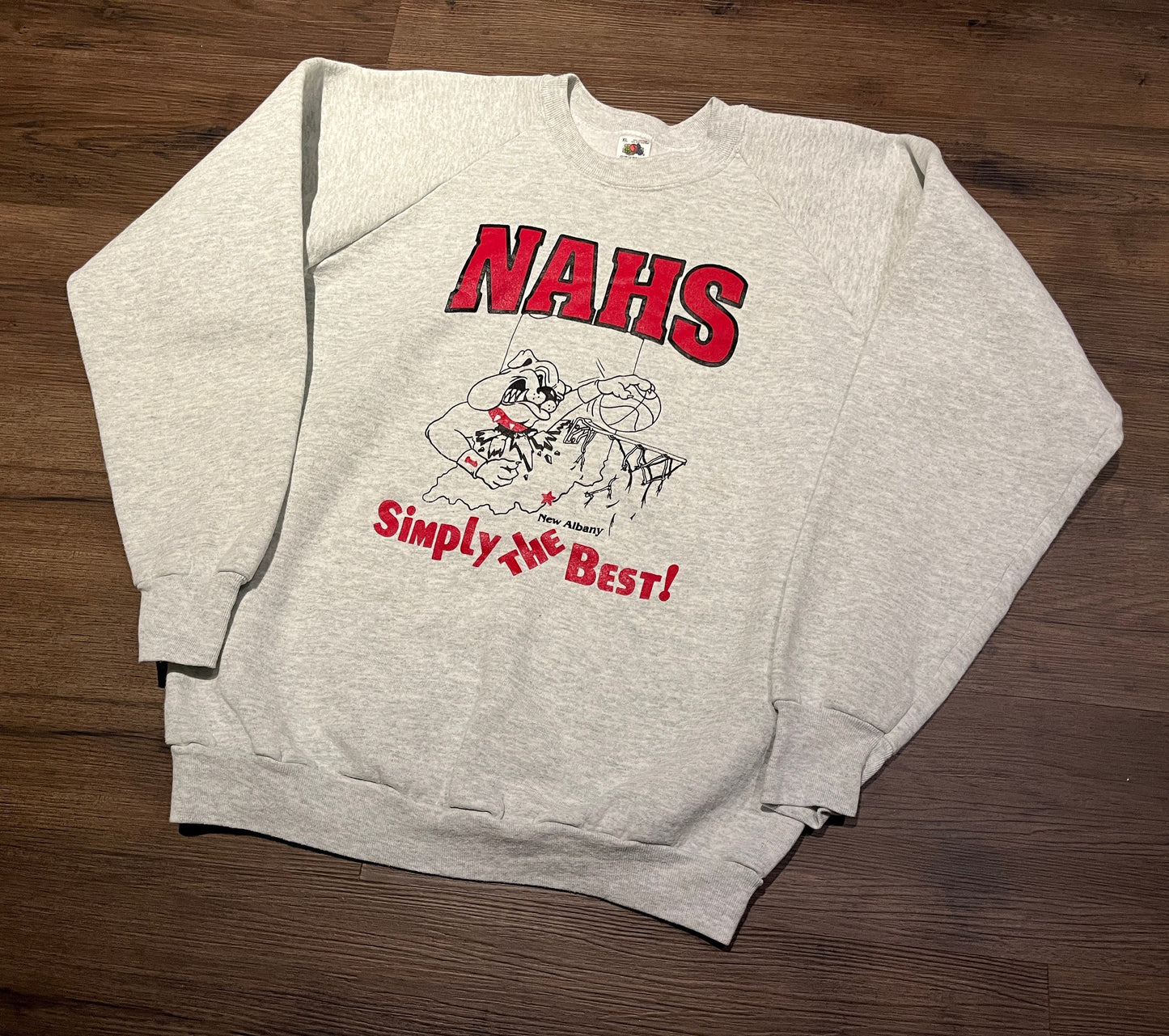 New Albany High School Bulldogs Graphic Crewneck | Size XL | Vintage 1990s High School Football Grey Sweater |Free Shipping to USA |