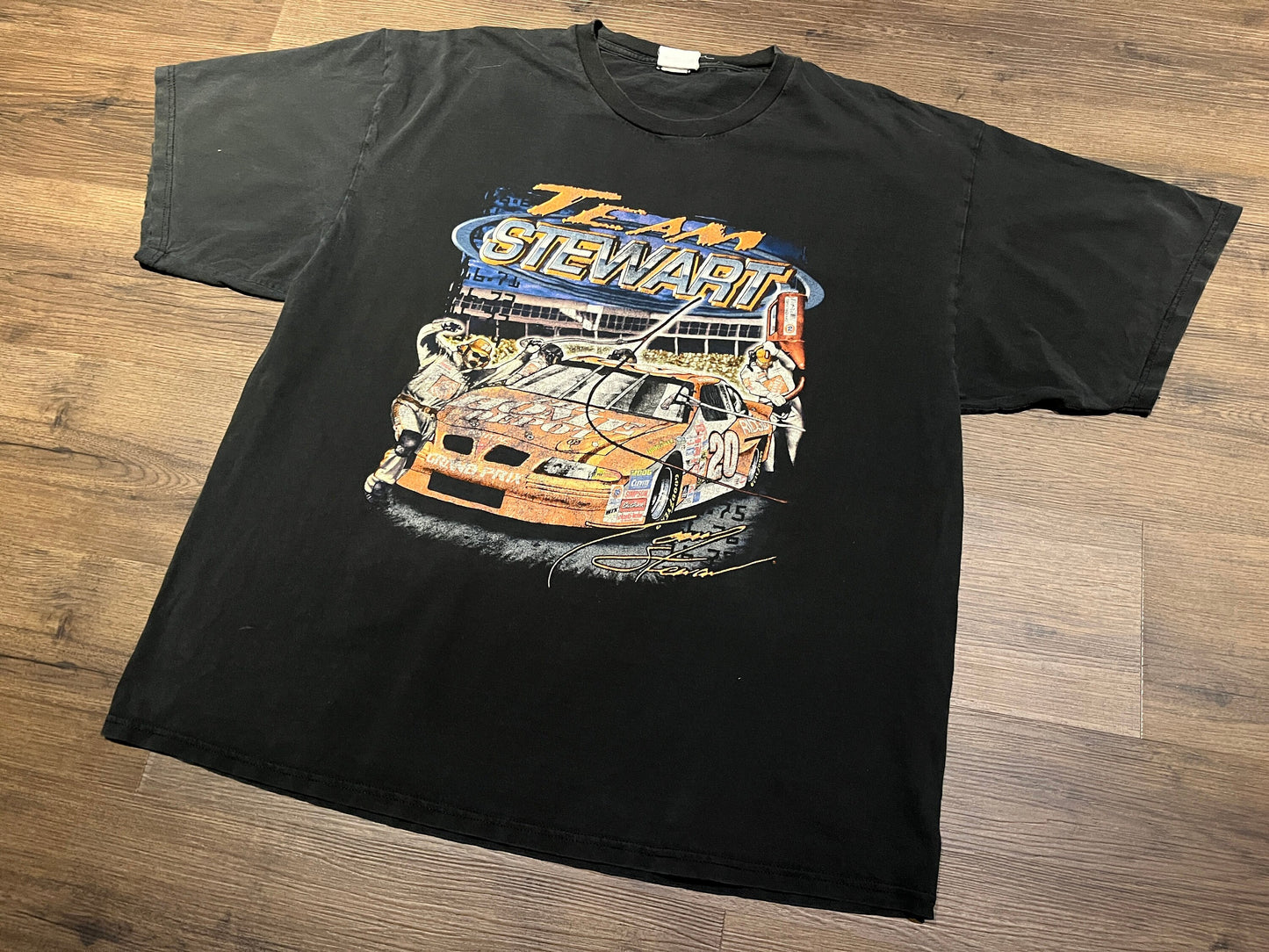 Tony Stewart NASCAR Joe Gibbs Racing Graphic Tee | Size XX-Large | Vintage 2000s NASCAR Racing Black T-Shirt | Free Shipping to America |