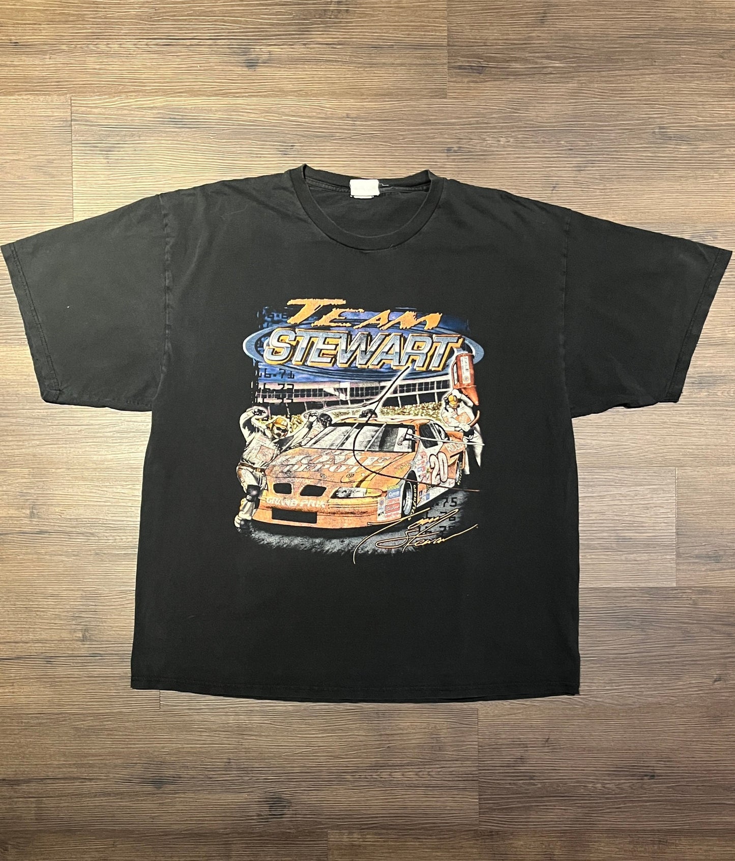 Tony Stewart NASCAR Joe Gibbs Racing Graphic Tee | Size XX-Large | Vintage 2000s NASCAR Racing Black T-Shirt | Free Shipping to America |