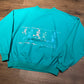 Marathon Running Graphic Crewneck | Size Large | Vintage 1990s Green Teal Promotional Windbreaker | Made in USA | Free Shipping to USA |