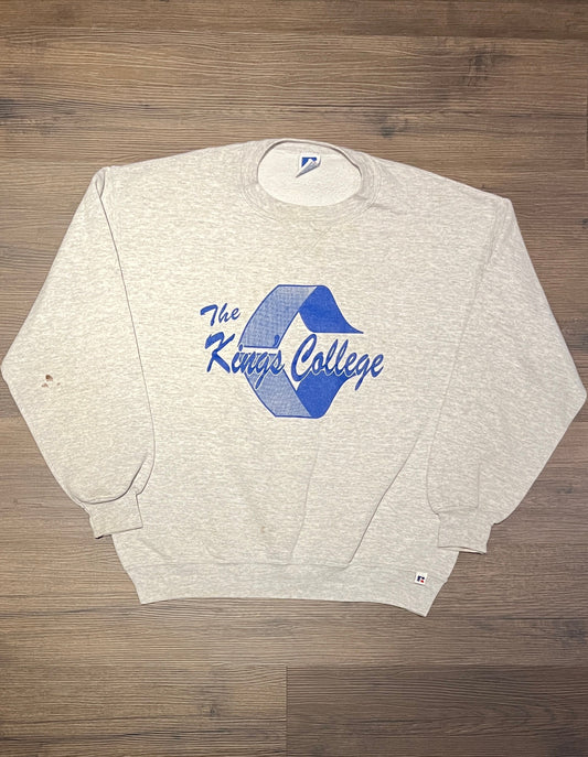 The King's College Graphic Crewneck | Size X-Large | Vintage 1990s Russell Athletics Branded College Grey Sweater | Free Shipping to USA |