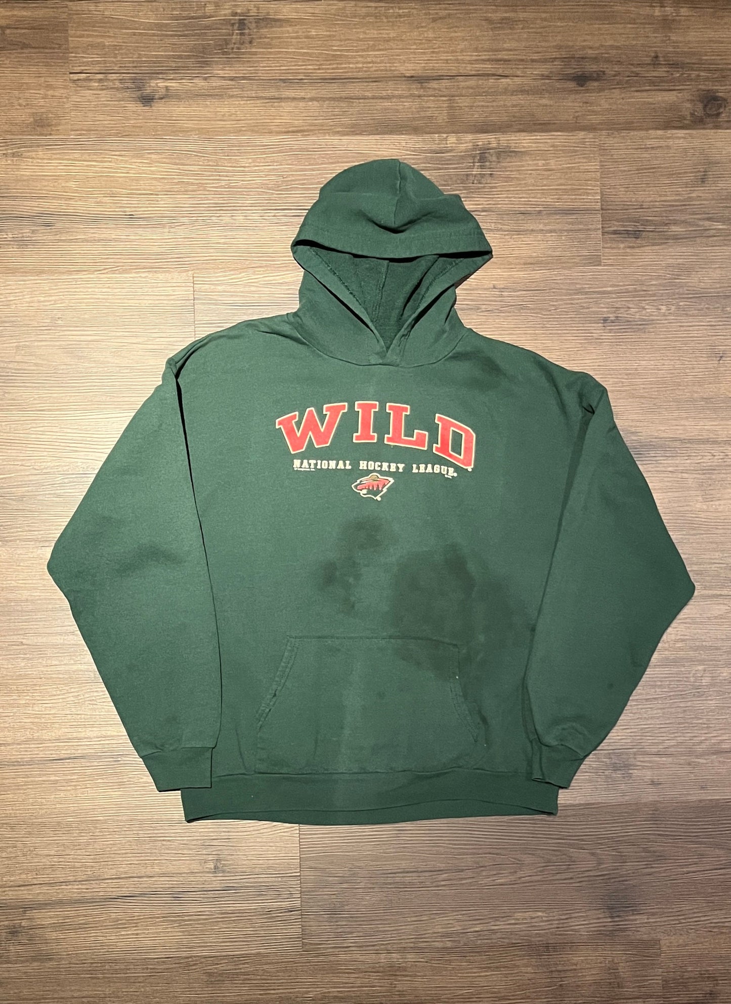 Minnesota Wild Hockey Graphic Hoodie | Size Medium | Vintage 2000s NHL Hockey Green T-Shirt | CSA Neck Tag | Free Shipping to USA |