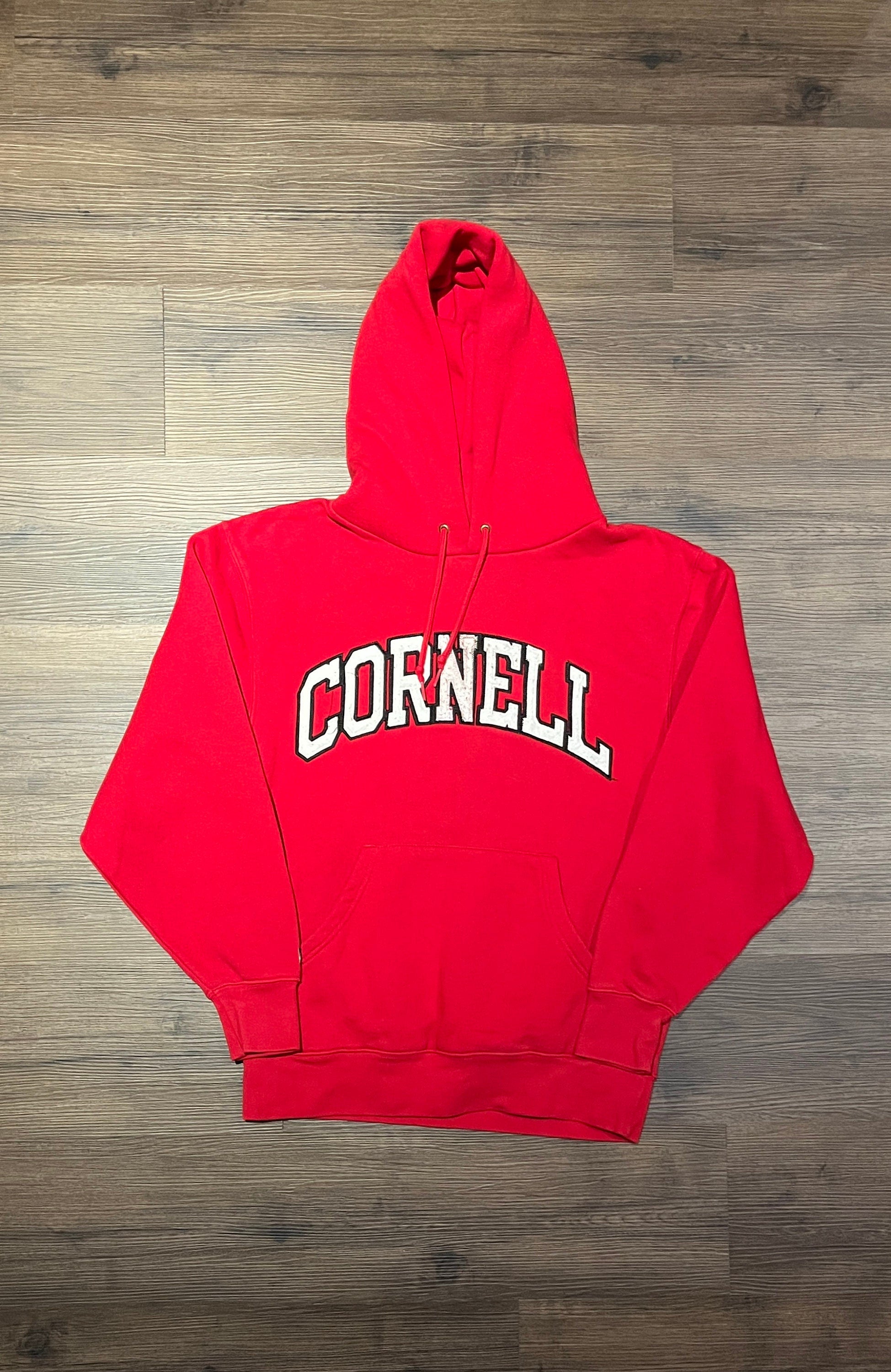 Cornell Big Red Stitched Graphic Hoodie Size Medium Vintage