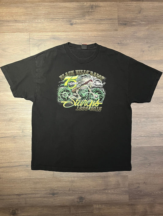 Black Hills Rally Sturgis Graphic Tee | Size XX-Large | Vintage 2000s Biker Black T-Shirt | Sturgis, South Dakota | Free Shipping to USA |