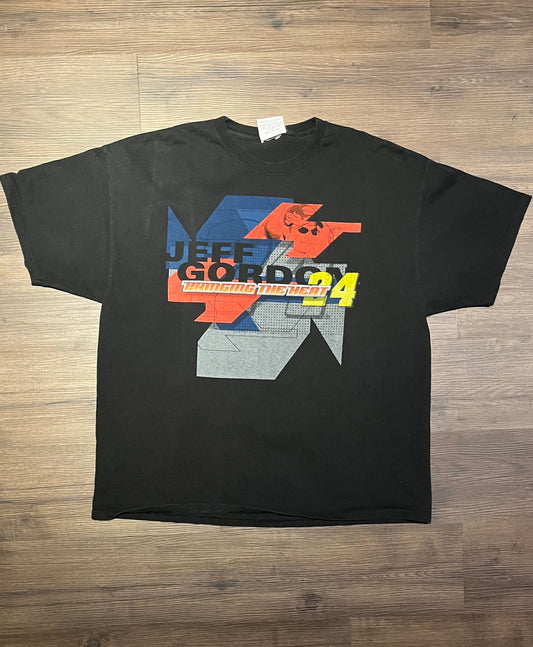 Jeff Gordon Bringing The Heat NASCAR Racing Graphic Tee | Size X-Large | Vintage 2000s Racing Black T-Shirt | Free Shipping to USA |