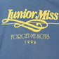Junior Miss Forget Me Nots 1996 Graphic Tee | Size Large | Vintage 1990s Single Stitch Blue T-Shirt | Made in USA | Free Shipping to USA|