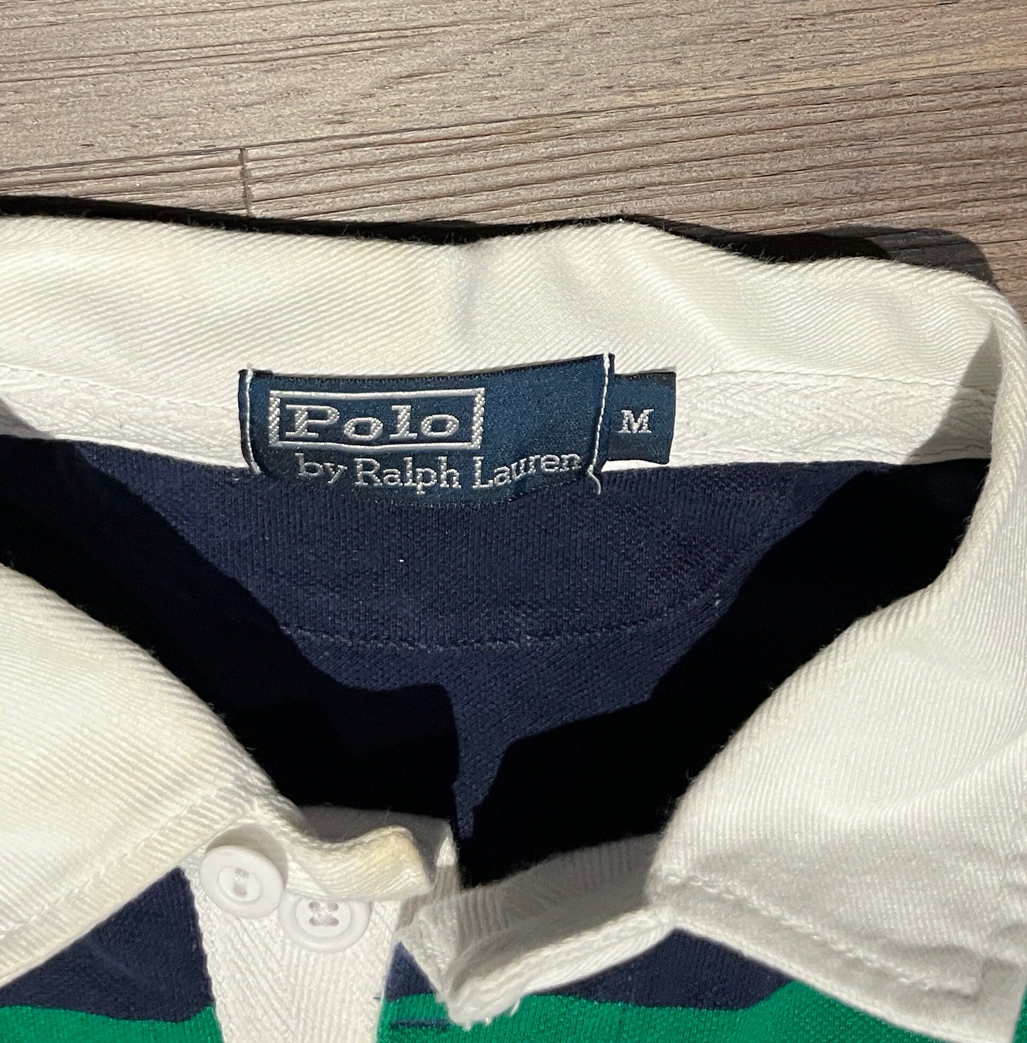 Polo Ralph Lauren 381 Bleeker Q. Pier 18 Rugby T-Shirt | Size Medium | Vintage 2000s Green & Blue Collared T-Shirt | Free Shipping to USA |