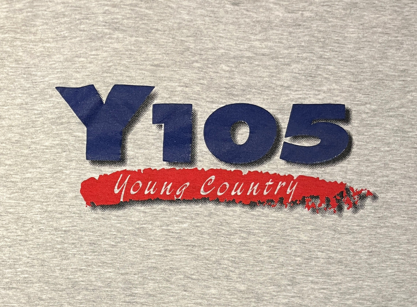 Y105 Young Country Texas Grill & Dance Hall Graphic Tee | OSFA | Vintage 1990s Country Promotional Grey T-Shirt | Free Shipping to USA |