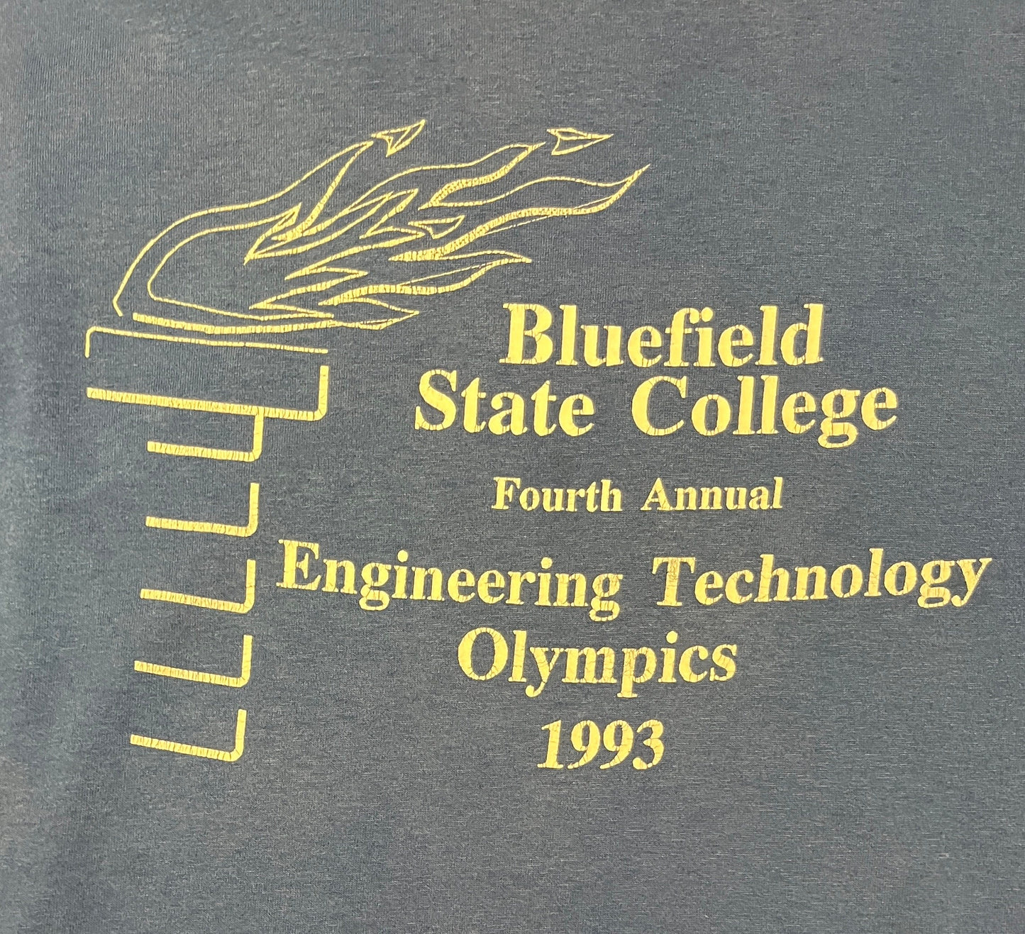 Bluefield State College Engineering Technology Olympics Graphic Tee | Size XL | Vintage 1990s Russell Athletic T-Shirt|Free Shipping to USA|