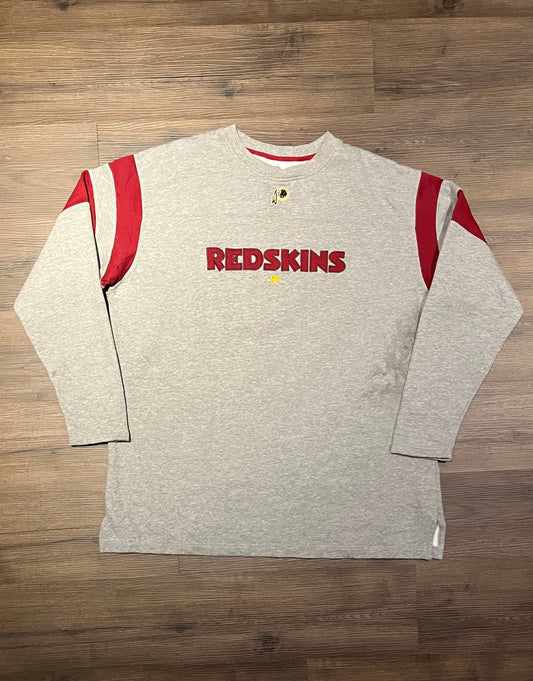 Washington Redskins Stitched Graphic Crewneck | Size X-Large | Vintage 2000s Grey NFL Football Sweater |Free Shipping to USA|