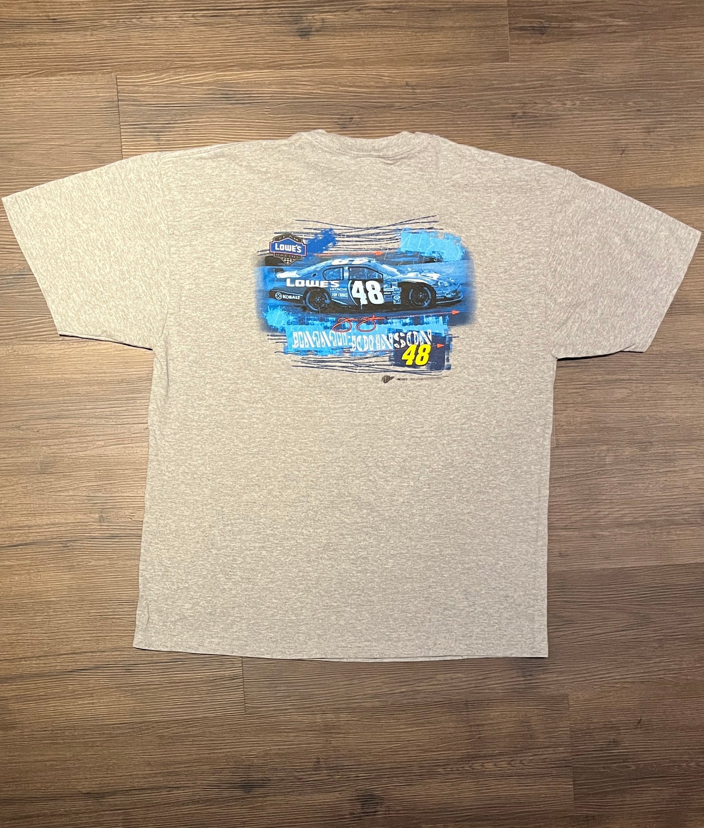 Jimmie Johnson Lowe's Racing NASCAR Racing Graphic Tee | Size X-Large | Vintage 2000s Grey Racing T-Shirt | Free Shipping to USA|