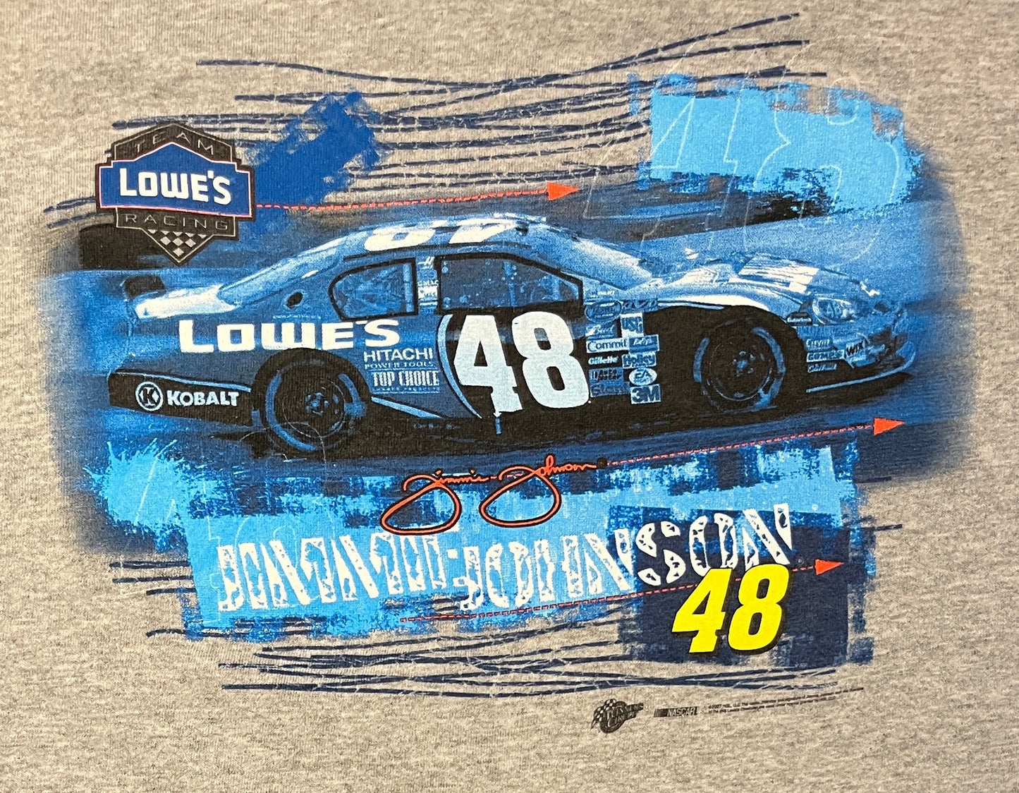 Jimmie Johnson Lowe's Racing NASCAR Racing Graphic Tee | Size X-Large | Vintage 2000s Grey Racing T-Shirt | Free Shipping to USA|