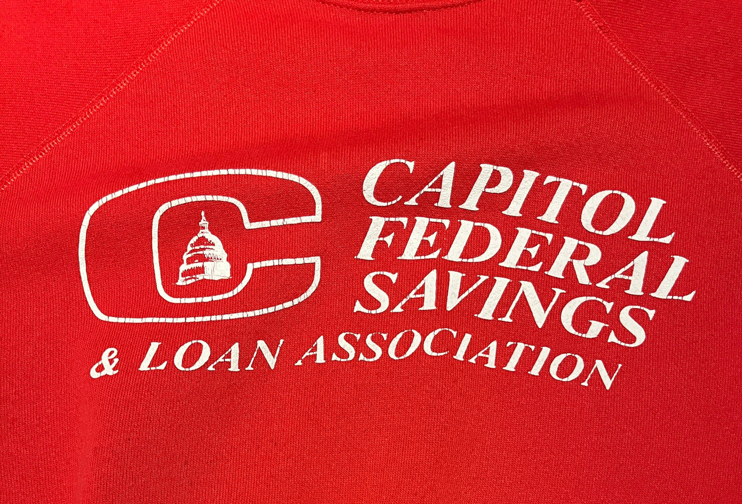 Capitol Federal Savings & Loan Association Graphic Crewneck | Size XL | Vintage 1990s Promotional Red Sweater | Free Shipping to USA |