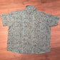Blue Abstract Print Button Down Tee | Size X-Large | Vintage 1990s Casual Button Down Work Shirt | Free Shipping to USA |