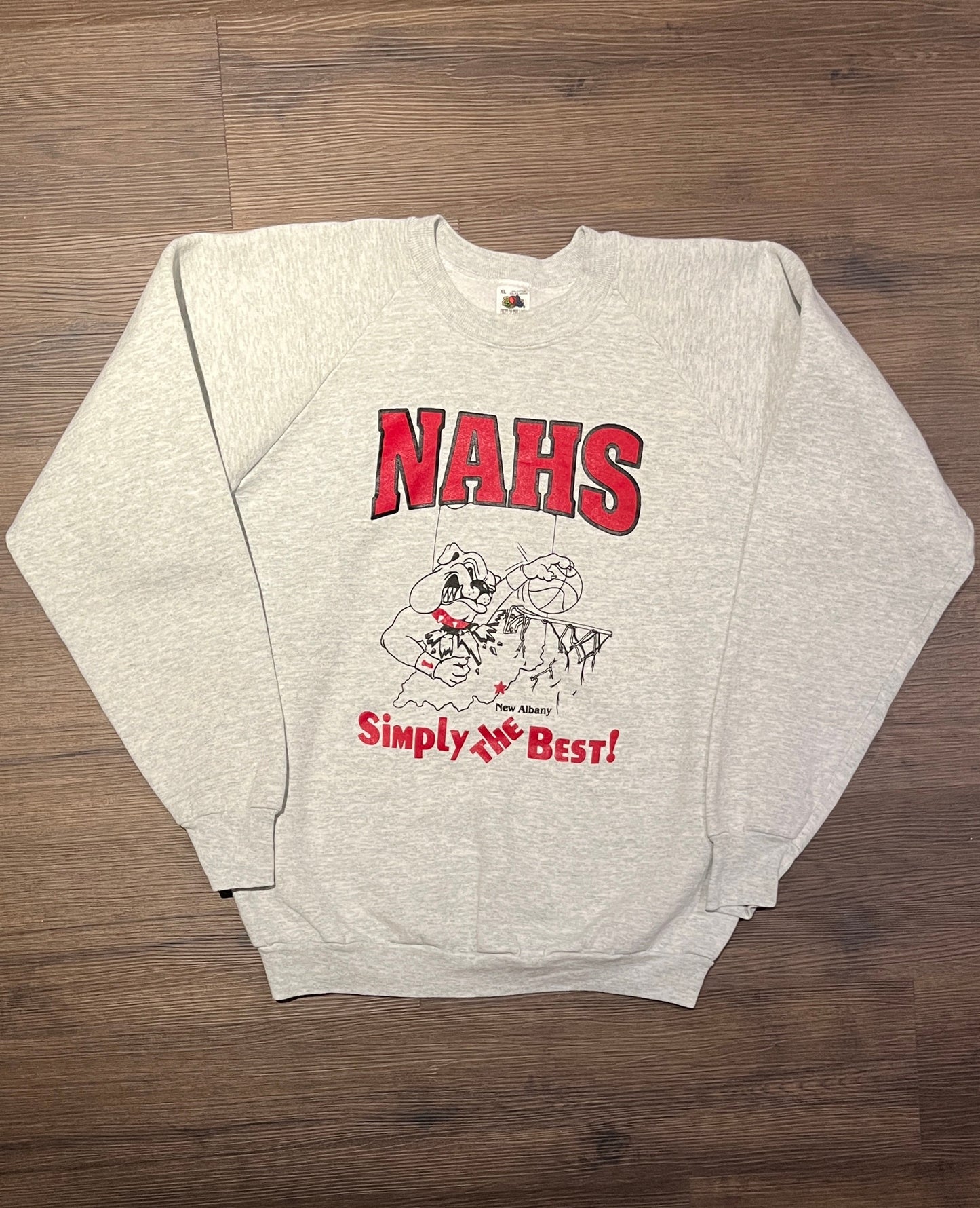 New Albany High School Bulldogs Graphic Crewneck | Size XL | Vintage 1990s High School Football Grey Sweater |Free Shipping to USA |