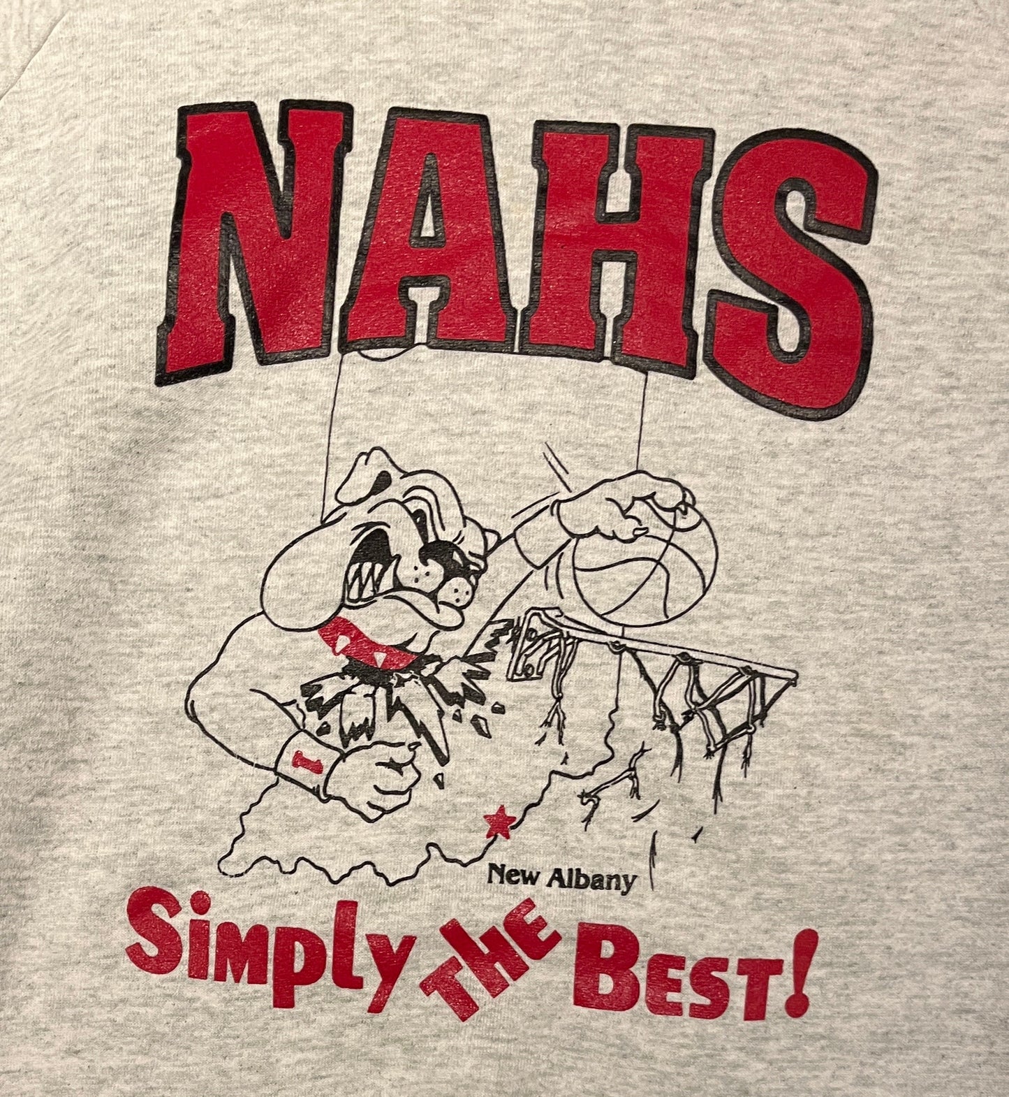 New Albany High School Bulldogs Graphic Crewneck | Size XL | Vintage 1990s High School Football Grey Sweater |Free Shipping to USA |