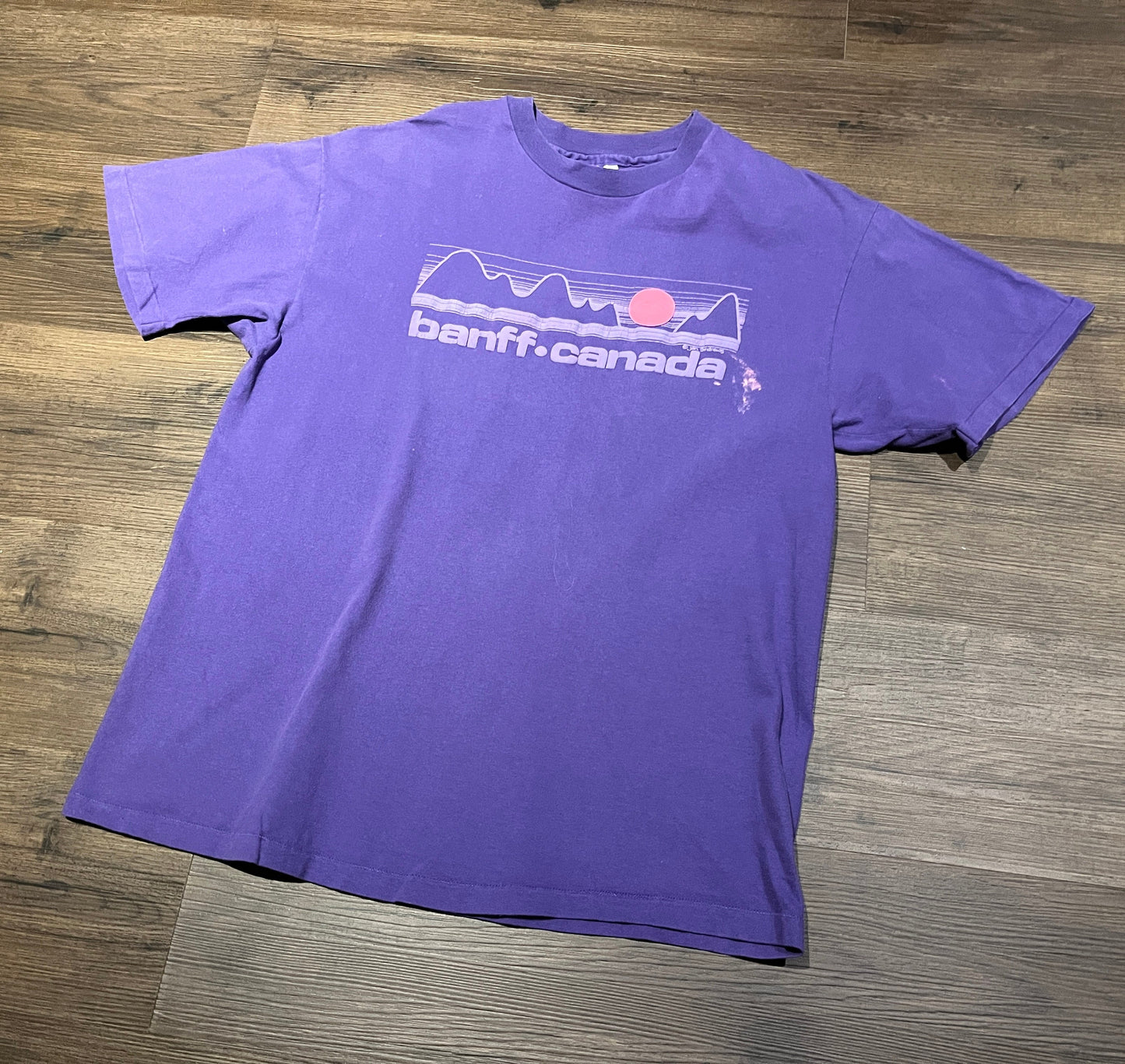 Banff British Columbia, Canada Graphic Tee | Size Large | Vintage 1990s Tourist Single Stitch Purple T-Shirt | Free Shipping to USA |