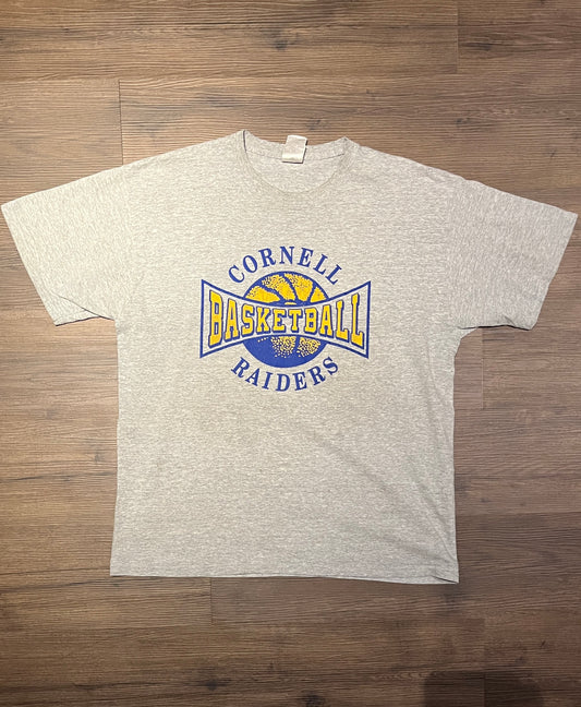 Cornell Raiders Basketball Graphic Tee | Size X-Large | Vintage 2000s College Basketball Grey T-Shirt | Free Shipping to USA |