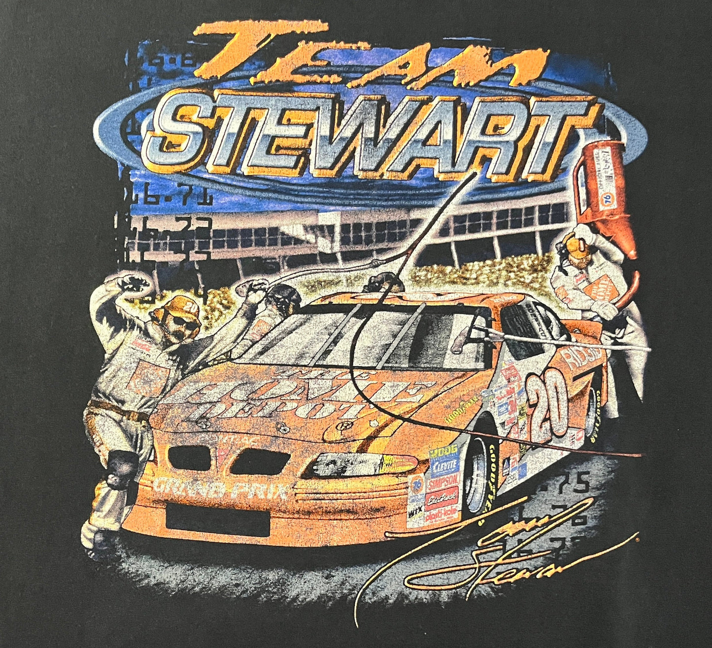 Tony Stewart NASCAR Joe Gibbs Racing Graphic Tee | Size XX-Large | Vintage 2000s NASCAR Racing Black T-Shirt | Free Shipping to America |