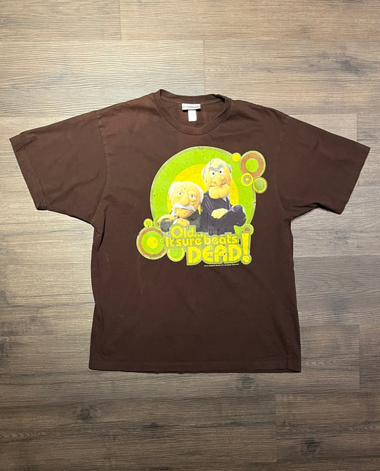 The Muppets Statler and Waldorf Graphic Tee | Size Large | Vintage 2000s Promotional Cartoon Brown T-Shirt | Free Shipping to USA |