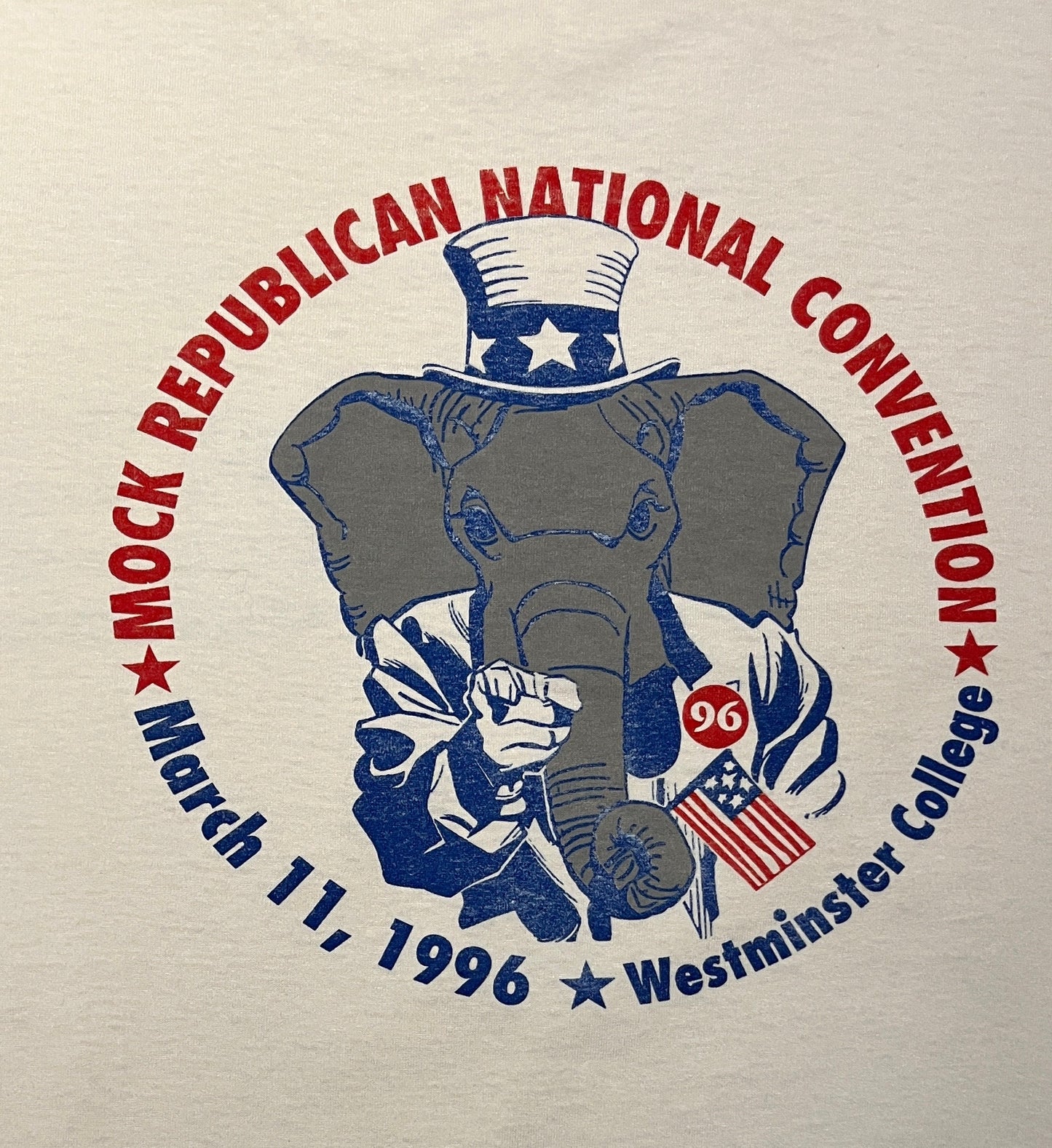 Westminster College Mock Republican National Convention Graphic Tee | Size XL | Vintage 1990s College White T-Shirt | Free Shipping to USA |