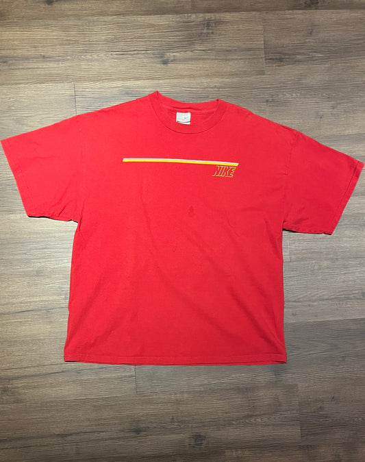 Nike Spell Out Striped Graphic Tee | Size XX-Large | Vintage 2000s Nike Branded Silver Tag Red T-Shirt | Free Shipping to USA |