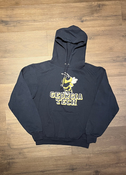 Georgia Tech Yellow Jackets Graphic Hoodie | Size Small | Vintage 2000s Champion College Blue Sweater | Free Shipping to USA|