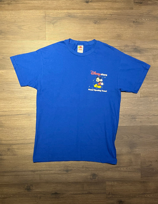 Mickey Mouse Disney Store Grand Opening Team Graphic Tee | Size Large | Vintage 2000s Cartoon Blue T-Shirt | Free Shipping to USA |