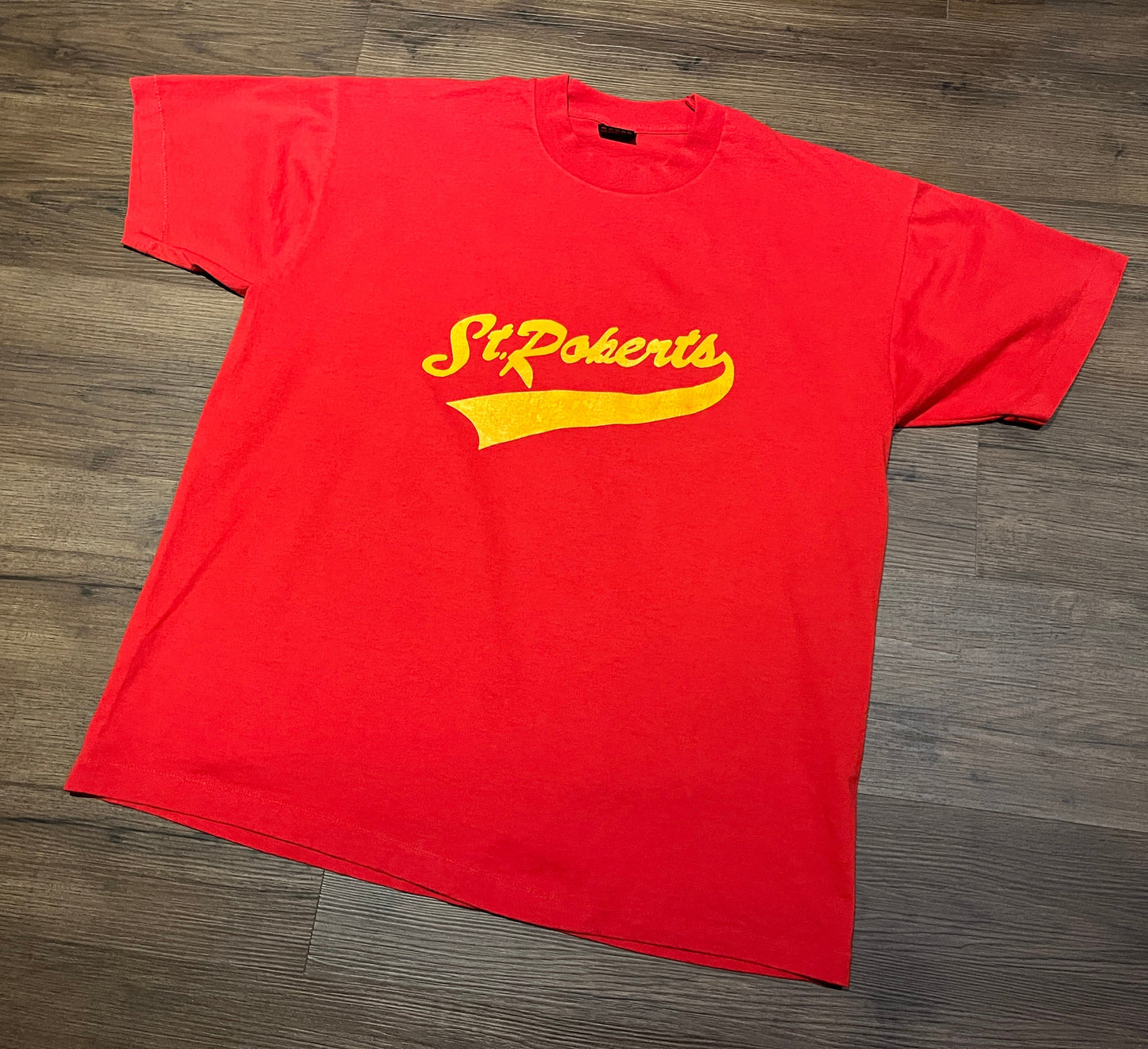 St. Roberts High School Graphic Tee | Size X-Large | Vintage 1990s Red Single Stitch T-Shirt | Made in USA | Free Shipping to USA |