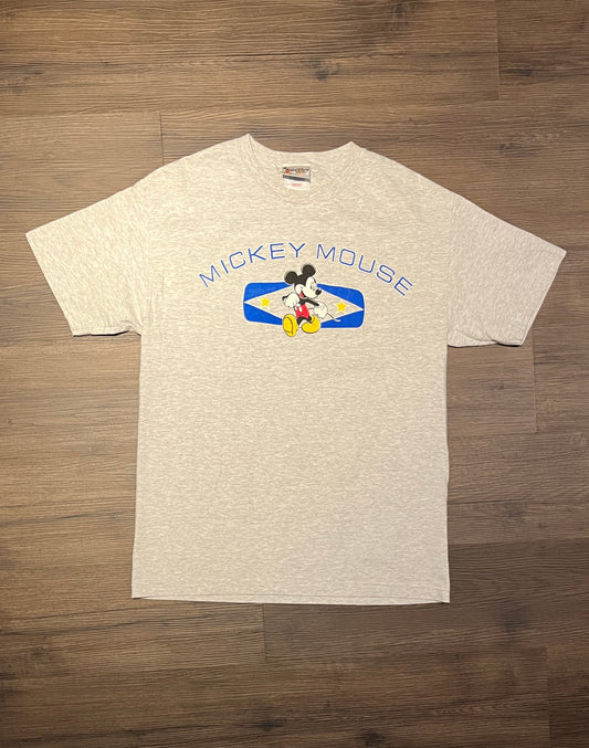 Mickey Mouse Graphic Tee | Size Large | Vintage 2000s Grey Disney Cartoon T-Shirt | Made in USA | Free Shipping to USA |