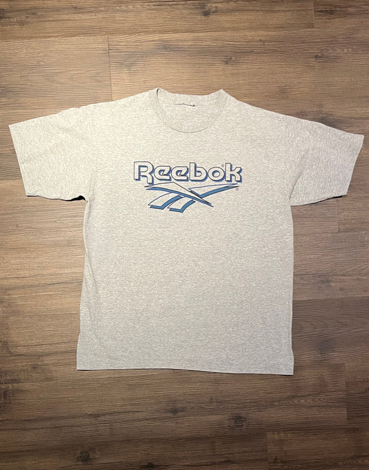 Reebok Vertices Logo Graphic Tee | Size XL | Vintage 2000s Reebok Branded Grey T-Shirt | Free Shipping to USA |