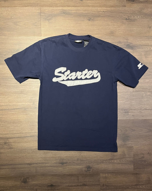 Starter Stitched Graphic Tee | Size Medium | Vintage 2000s Blue Branded Script T-Shirt | Starter Tag | Free Shipping to USA|