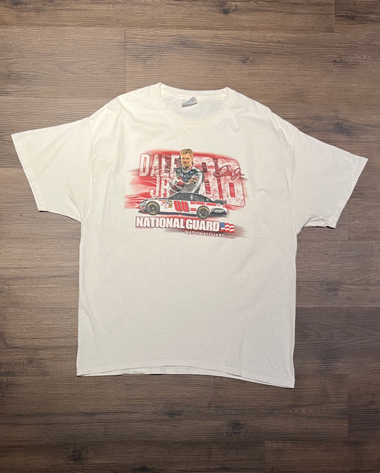 Dale Earnhardt Jr National Guard NASCAR Racing Graphic Tee | Size X-Large | Vintage 2000s White Racing T-Shirt | Free Shipping to USA |