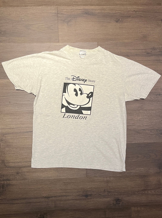 The Disney Store Mickey Mouse London Graphic Tee | Size Medium | Vintage 1990s Disney Cartoon Grey T-Shirt | Free Shipping to USA |