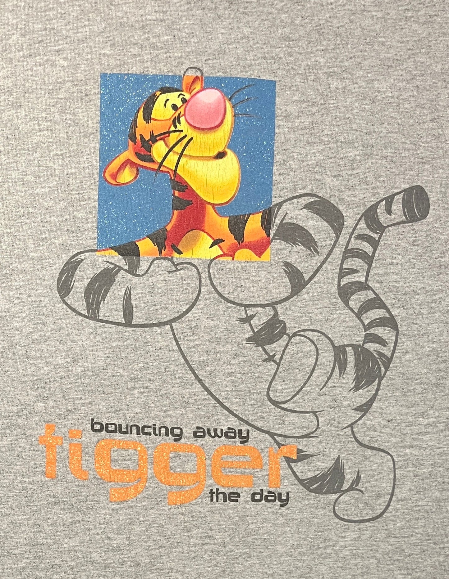 Tigger Bouncing Away The Day Graphic Tee | Size Large | Vintage 2000s Promotional Cartoon Grey T-Shirt | Free Shipping to USA |