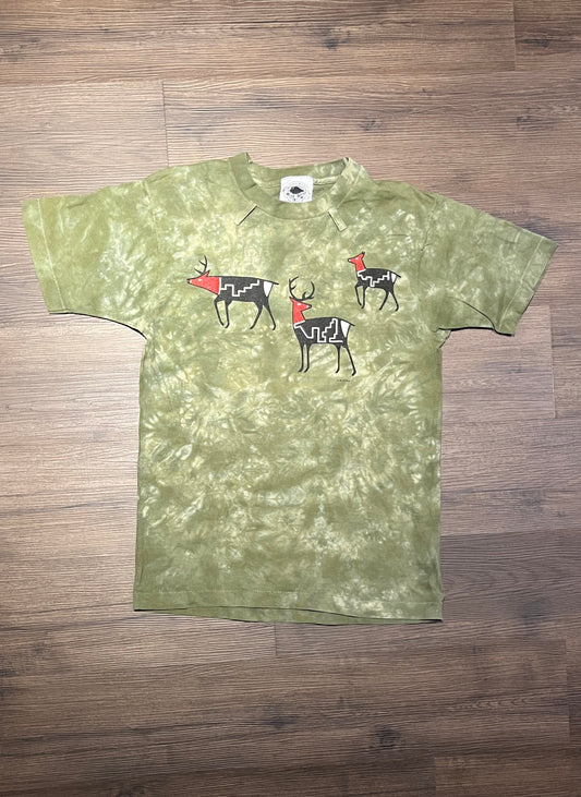 Buffalo Billie's Wild West Artwear Graphic Tee | Size Medium | Vintage 1980s Animal Tie Dye Green T-Shirt | Free Shipping to USA |