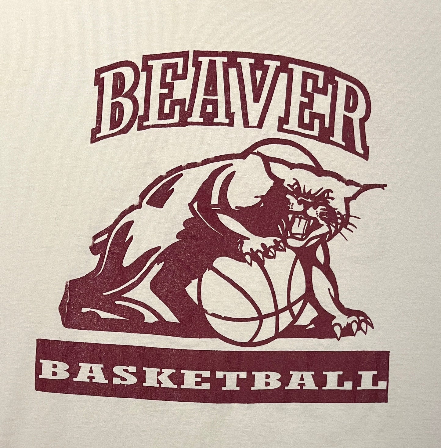 Beaver Basketball How 'Bout Them Cats Graphic Tee | Size X-Large | Vintage 1990s Single Stitch White T-Shirt | Free Shipping to USA|