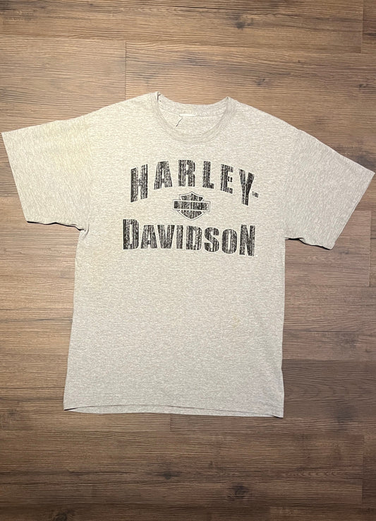 Harley Davidson Oxford, Alabama Graphic Tee | Size Large | Vintage 2000s Biker Grey T-Shirt | Free Shipping to USA |