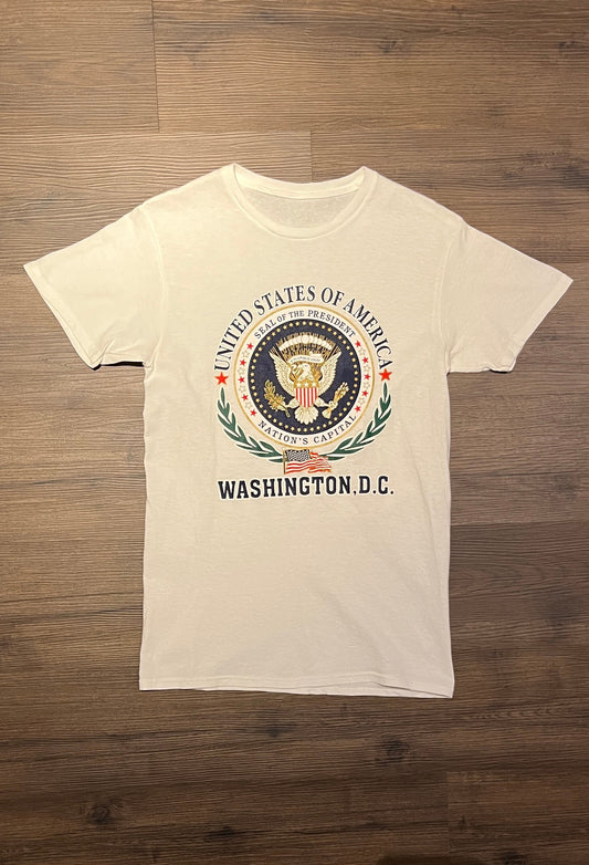 United States Of America Coat Of Arms Graphic Tee | Size Medium | Vintage 1990s Promotional Tourist White T-Shirt | Free Shipping to USA |