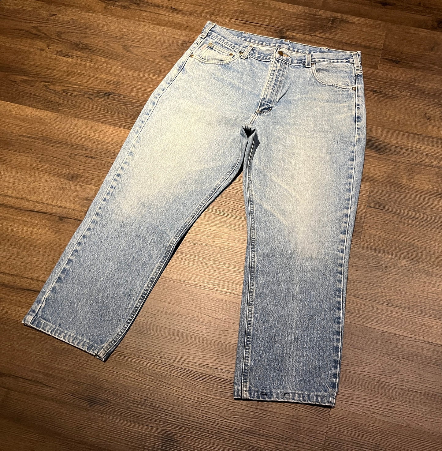 Carhartt Traditional Fit Washed Blue Denim Jeans | Size 38 x 30 | Vintage 2000s Branded Carhartt Denim Blue Jeans | Free Shipping to USA |