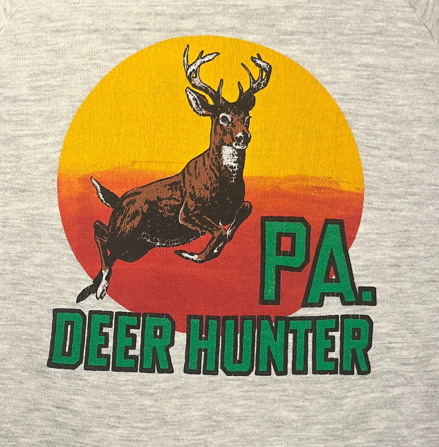 Deer Hunter Pennsylvania Graphic Crewneck | Size X-Large | Vintage 1980s Animal Graphic Grey Sweater | Made in USA | Free Shipping to USA |