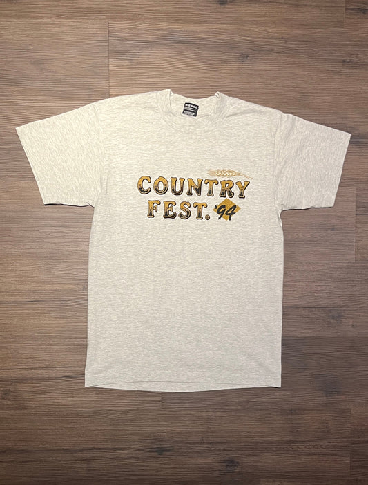 Country Fest '94 Graphic Tee | Size Medium | Vintage 1990s Single Stitch Country Music Grey T-Shirt | Made in USA | Free Shipping to USA |