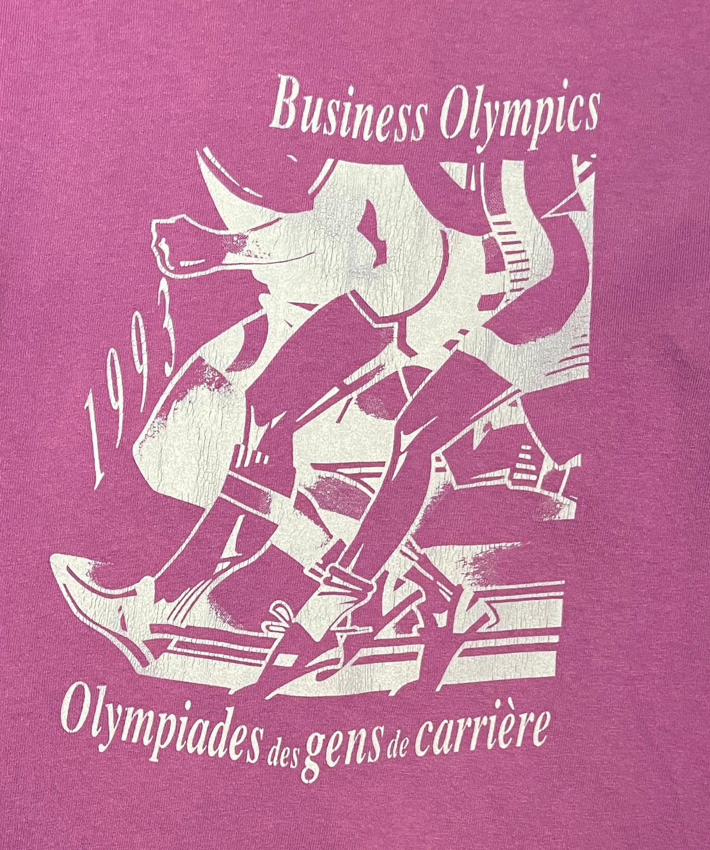 Business Olympics Graphic Tee | Size Large | Vintage 1990s Single Stitch Purple T-Shirt | Made in Canada | Free Shipping to USA |