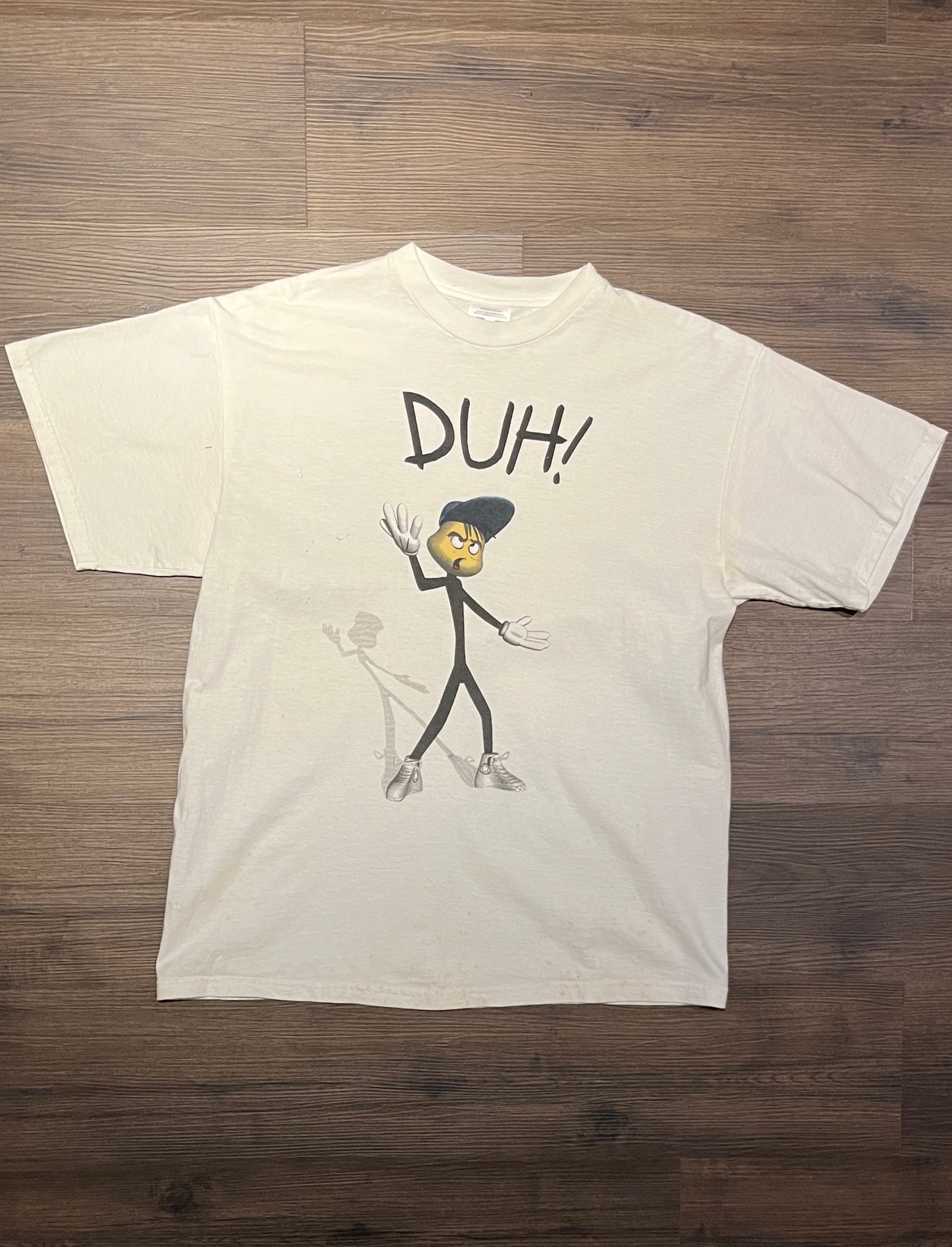 Duh Cartoon Attitude Sarcasm Graphic Tee | Size Large | Vintage 1990s Funny Cartoon White T-Shirt | Free Shipping to USA |